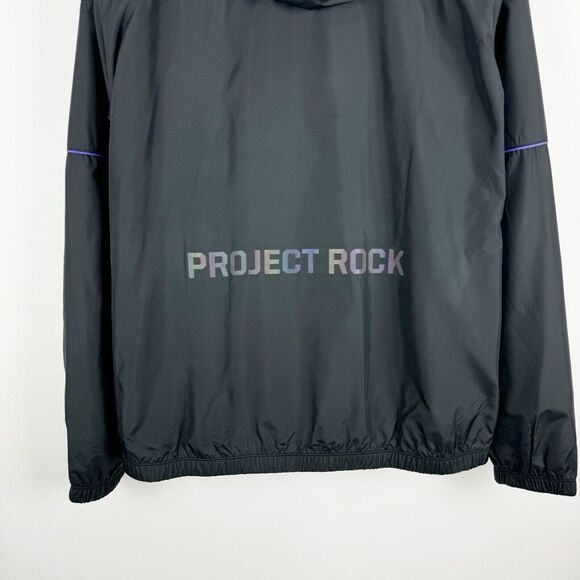 Under Armour Project Rock Men's Black Pullover Windbreaker Anorak Jacket Large - Picture 10 of 16